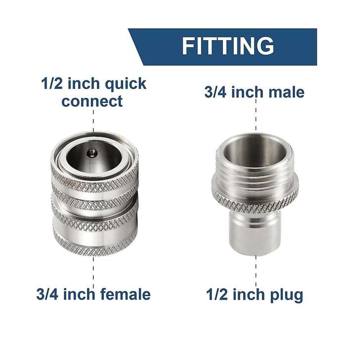 Stainless Steel Pressure Washer Quick Connect Kit,m22 14mm to 3/8in Quick Connect,3/4in to 1/2in Qui