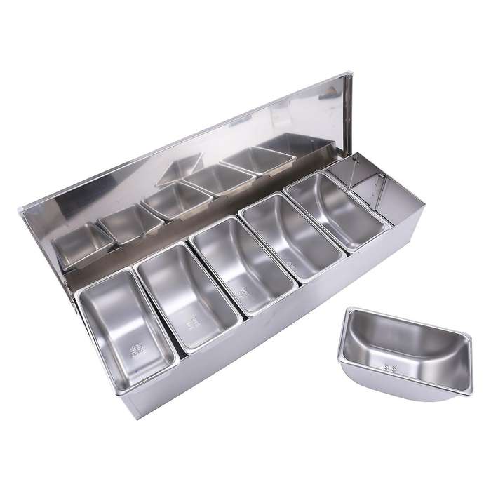 Stainless Steel Seasoning Box Restaurant Chef Seasoning Box with Lid Storage Box Household Seasoning