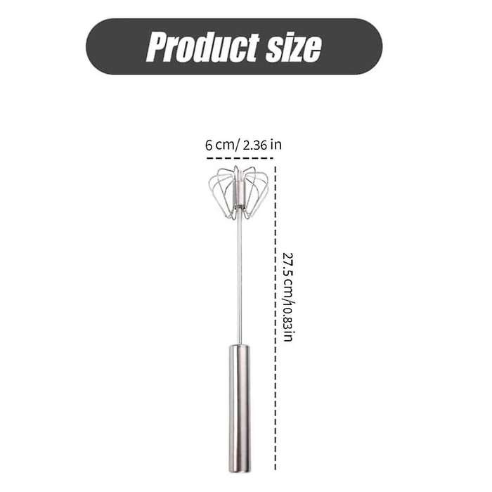 Stainless Steel Semi-Automatic Whisk, New Stainless Steel Egg Whisk Hand Push Rotary Whisk Blender
