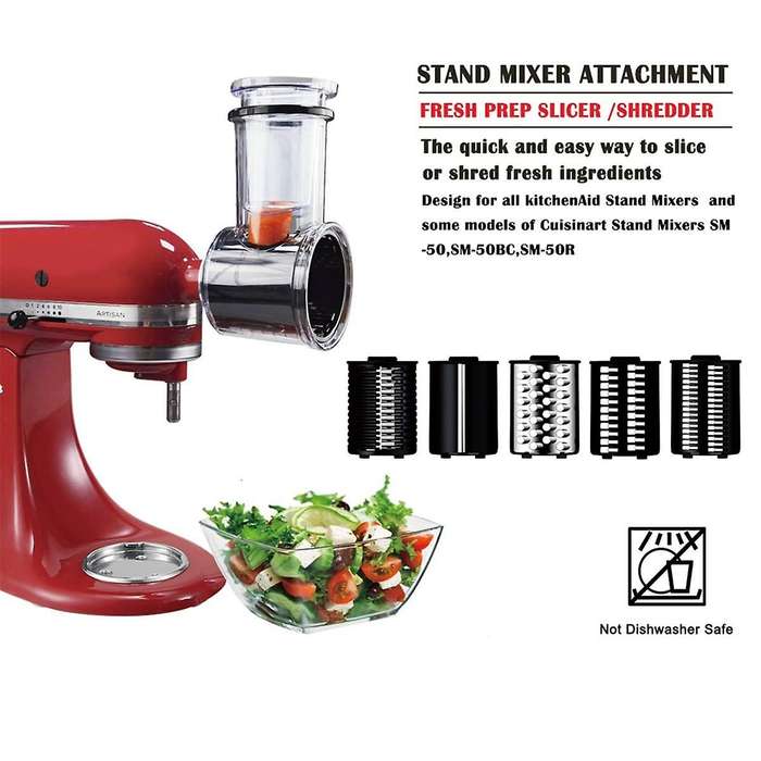 Stainless Steel Slicer/shredder Attachment for Stand Mixer with 5 Blade Vegetable Slicer, Salad Mak