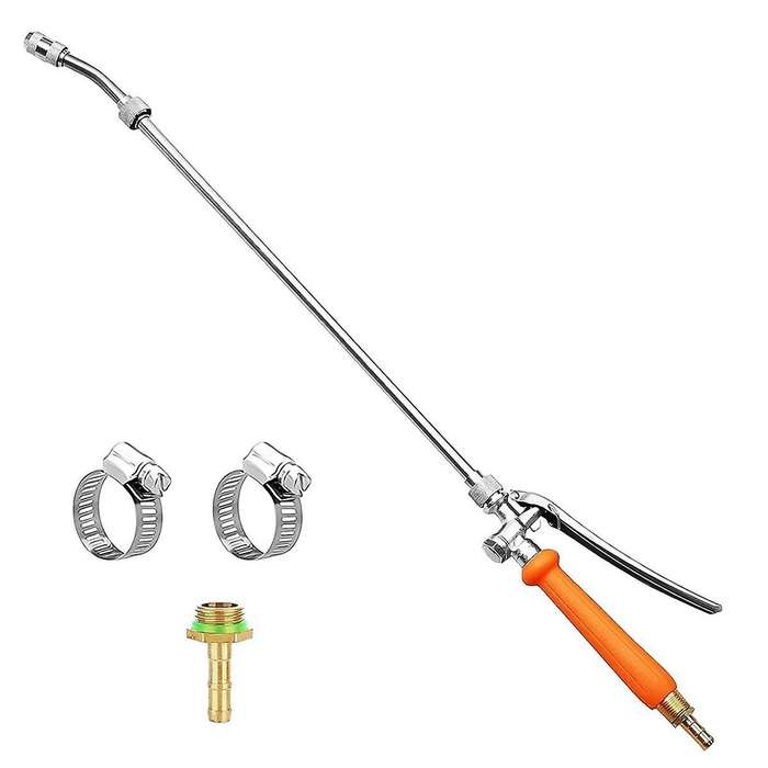Stainless Steel Sprayer Wand,1/4in&3/8in Brass Barb Sprayer Wand Replacement,29in Sprayer Wand+ Shut