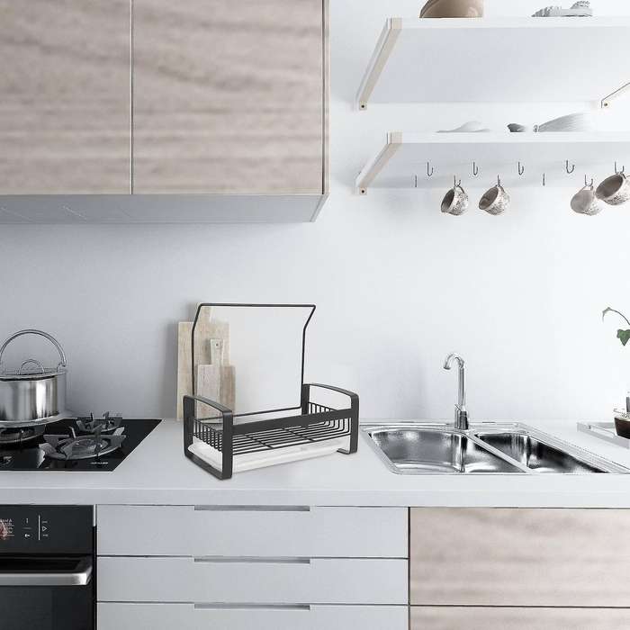 Stainless Steel Sponge Holder with Dishcloth Drying Rack, Kitchen Sink Organizer Tray Sponge Brush