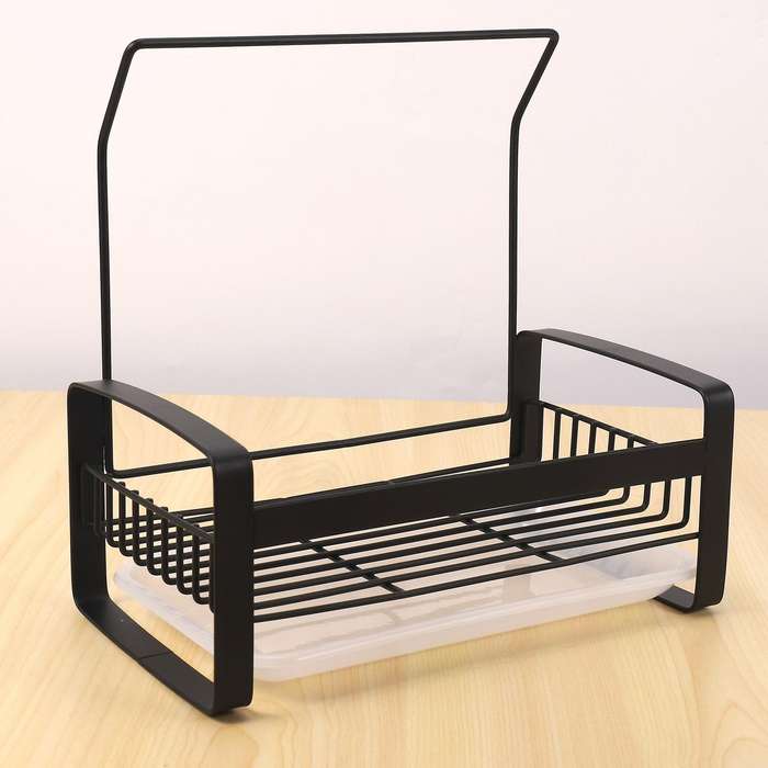 Stainless Steel Sponge Holder with Dishcloth Drying Rack, Kitchen Sink Organizer Tray Sponge Brush