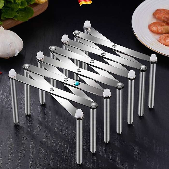 Stainless Steel Telescopic Rack Folding Kitchen Storage Dish Rack Multi- Pot Cover Storage Rack Stea