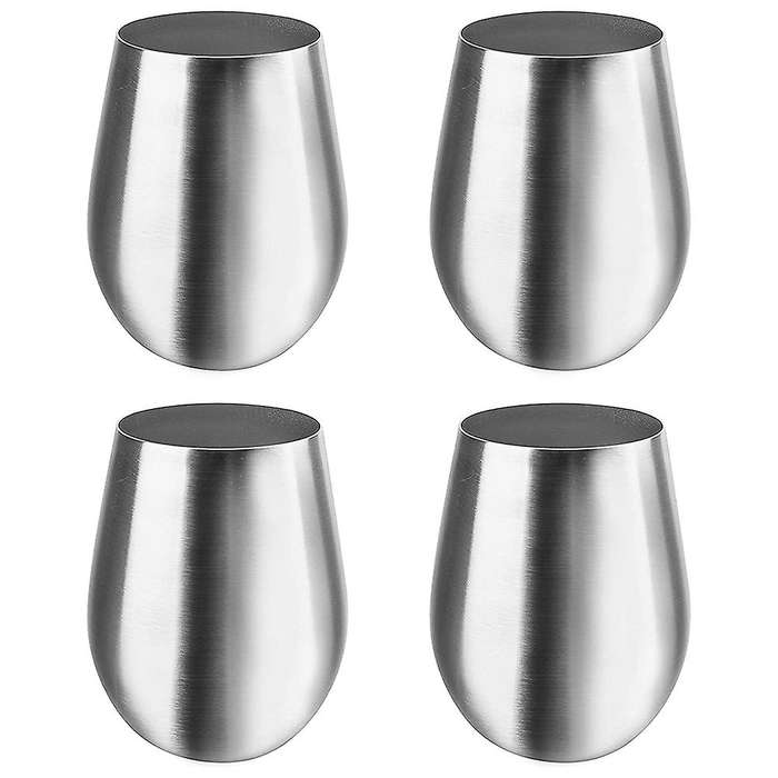 Stainless Steel Unbreakable Wine Glasses- Set of 4 Wine Glasses, Portable Wine Tumbler, for Outdoor