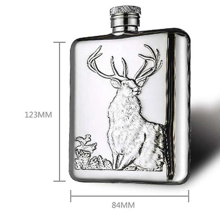 Stainless Steel Wine Bottle Hip Flask Flagon 6Oz Deer Pattern Whiskey Pocket Whiskey Bottle Alcohol