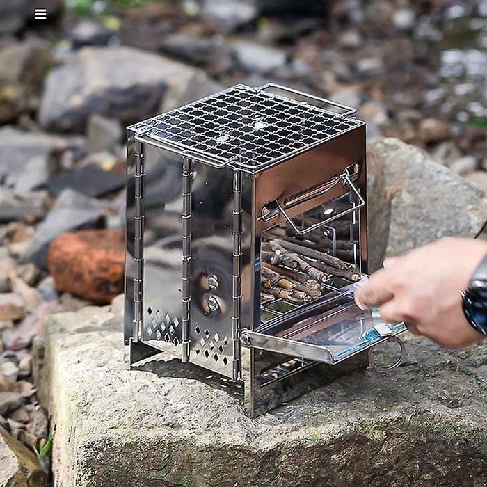Stainless Steel Wood Fire Stove Camping Portable Folding Charcoal Stove BBQ Barbecue Grill Picnic St