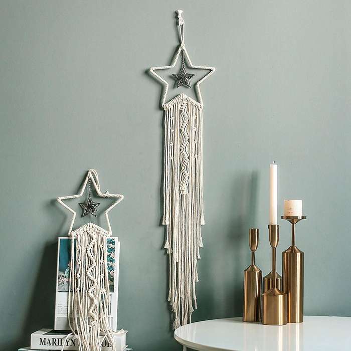 Star Macrame Tapestry Wall Hanging Boho Decoration Leaf Living Room Farmhouse Children Bedroom Dorm