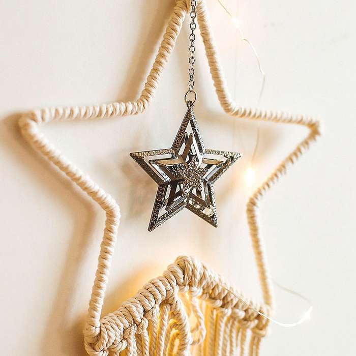 Star Macrame Tapestry Wall Hanging Boho Decoration Leaf Living Room Farmhouse Children Bedroom Dorm