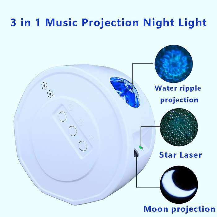 Star Projector USB 6 Colors 360 Degree Rotation Ocean Waving Lamp for Kids Room Galaxy Night Light