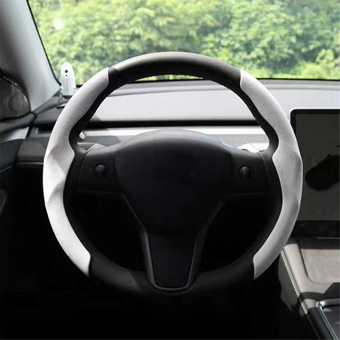 Steering Wheel Cover for Model Y 2017-2022 Car Non Steering Wheel Protector Cover Breathable,White