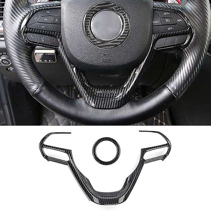 Steering Wheel Cover Interior Decoration Trim Kit for Grand 2014-2020 ABS Carbon Fiber 2PCS