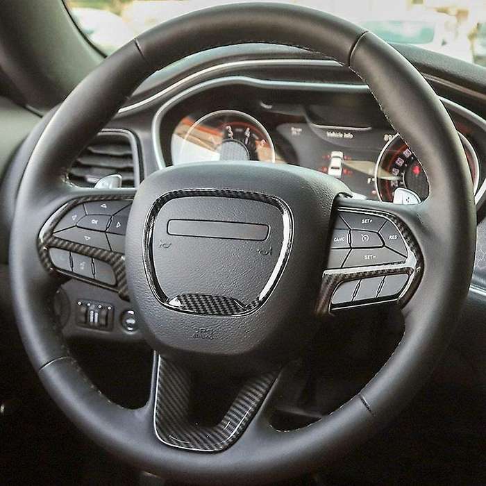 Steering Wheel Cover Trim for 2015-2020 Charger for Durango Grand SRT8, ABS Carbon Fiber