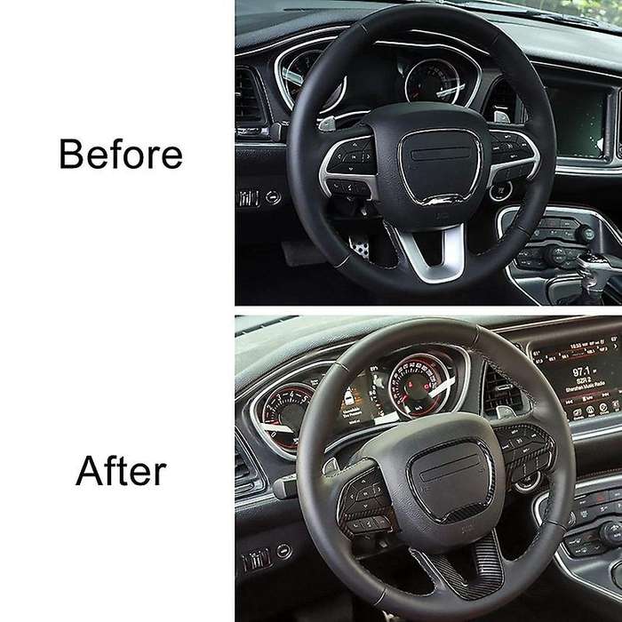Steering Wheel Cover Trim for 2015-2020 Charger for Durango Grand SRT8, ABS Carbon Fiber