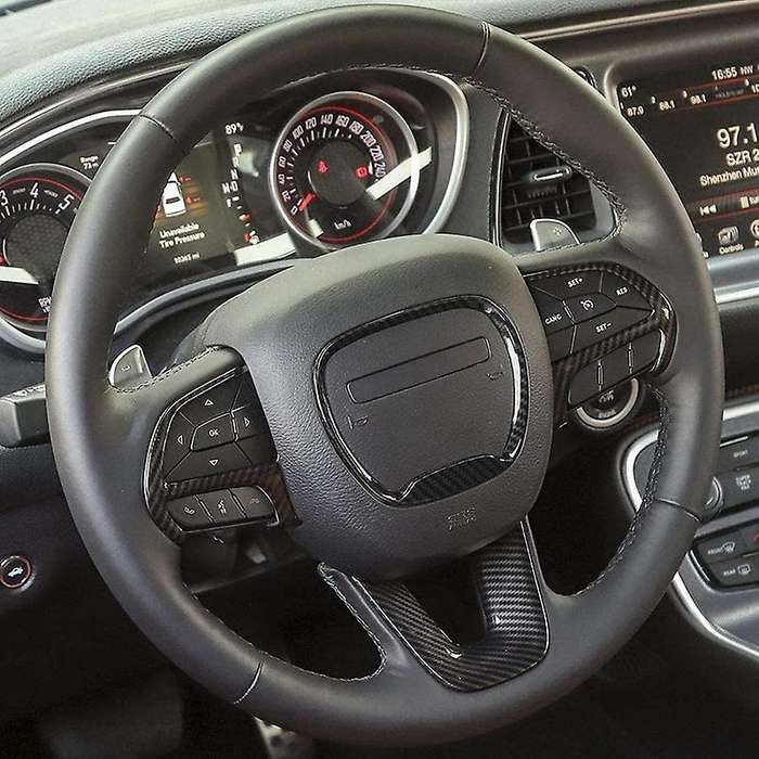 Steering Wheel Cover Trim for 2015-2020 Charger for Durango Grand SRT8, ABS Carbon Fiber