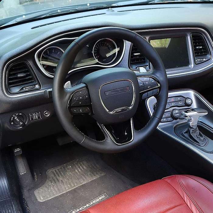 Steering Wheel Cover Interior Trim for Charger 2015-2020 Durango Grand SRT8 2014-2020, Black