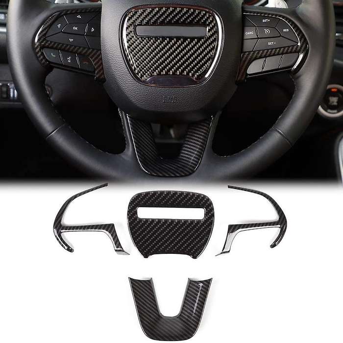 Steering Wheel Cover Trim for 2015-2021 Charger Accessories Carbon Fiber Steering Wheel Decor Sticke