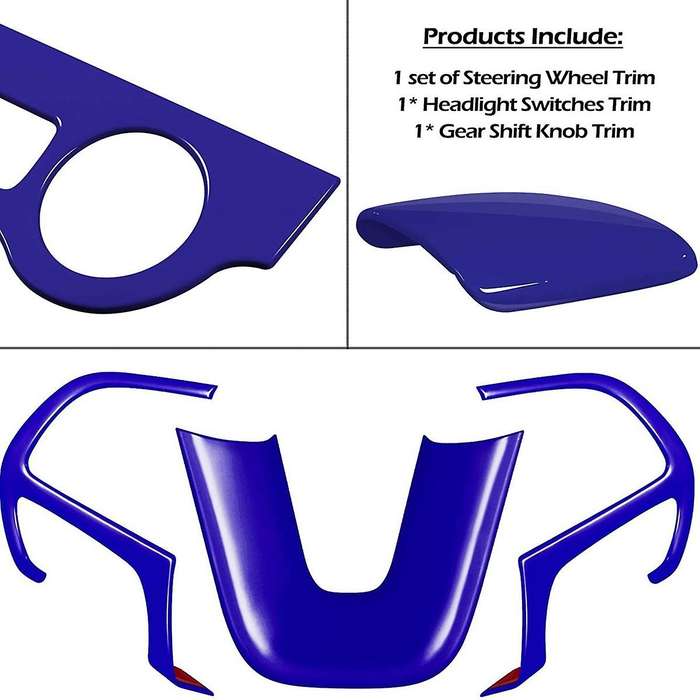 Steering Wheel Frame Trim & Headlight Switch Panel & Gear Shift Trim Knob 2015-2021 for Charger (Blu