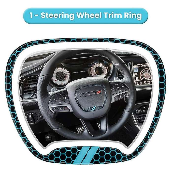 Steering Wheel Emblem Kit Trim Cover for Charger 2015-2020 Interior Decoration Accessories (Blue)