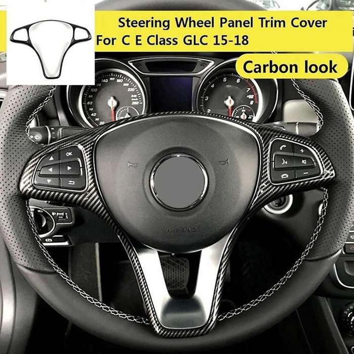 Steering Wheel Panel Cover Trim for Mercedes Benz W213 W205 X253 C E Glc 2014-2017 (carbon Fiber Te