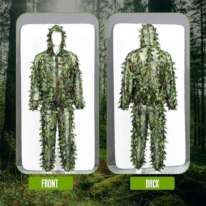 Sticky Flower Leaves Camouflage Suit Hunting Suit Woodland Camouflage Universal Camo Set (b)