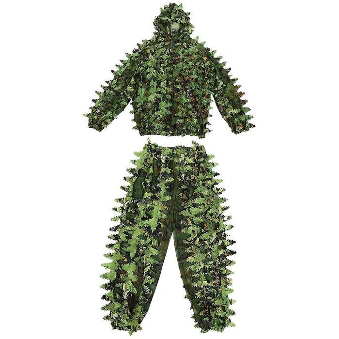 Sticky Flower Leaves Camouflage Suit Hunting Suit Woodland Camouflage Universal Camo Set (b)