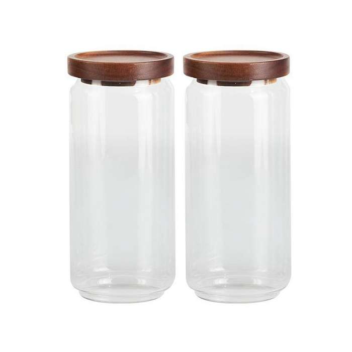 Storage Jars with Lid 1 Litre [2 X 1000 Ml] - Elegant Glass Container with Lid Set