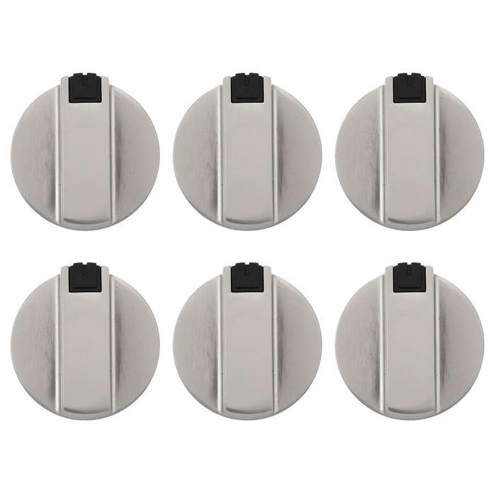 Stoves Cooker Knobs,Oven Knob 6pcs,Zinc alloy 6mm Universal Silver Gas Stove Control Knobs Adaptors