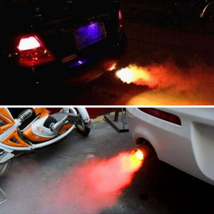 Straight Exhaust Muffler Tip Pipe with LED Light Universal Vehicles Bolt-on to Car Modified Single O