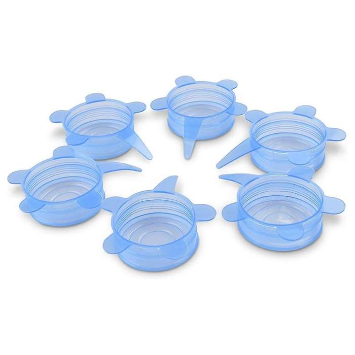 Stretchable Silicone Lids 6-Pack for Food Storage - Seal in Flavors, Keep Food and Reduce Waste
