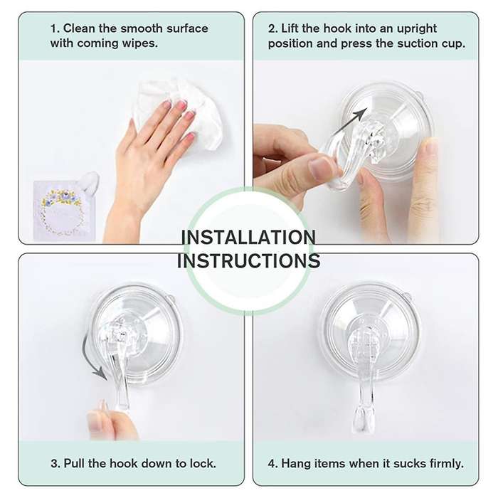 Suction Cup Hooks,Clear Heavy Duty Suction Hooks,Window Glass Door Suction Holder Hook for Bathroom