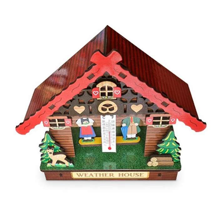 Sunny Rainy Box House Chalet Barometer Thermometer and Hygrometer Home Decoration Wall Hanging Ornam