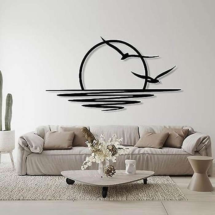 Sunrise Metal Wall Art, Sun and Seagulls Wall Decor, Metal Wall Decor, Abstract Sunset Home Decor, M