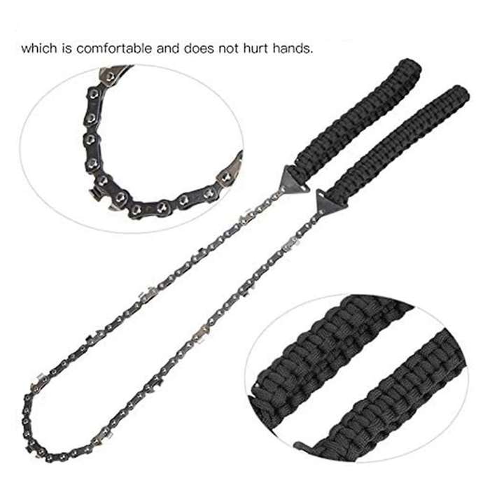 Survival Chain Saw, Garden Tool Comfortable Stainless Steel Chain Saw Emergency Tool for Camping for