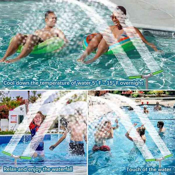 Swimming Pool Fountain Stand Pond Waterfall Fountain Fluorescent Adjustable Pool Decoration Cooling