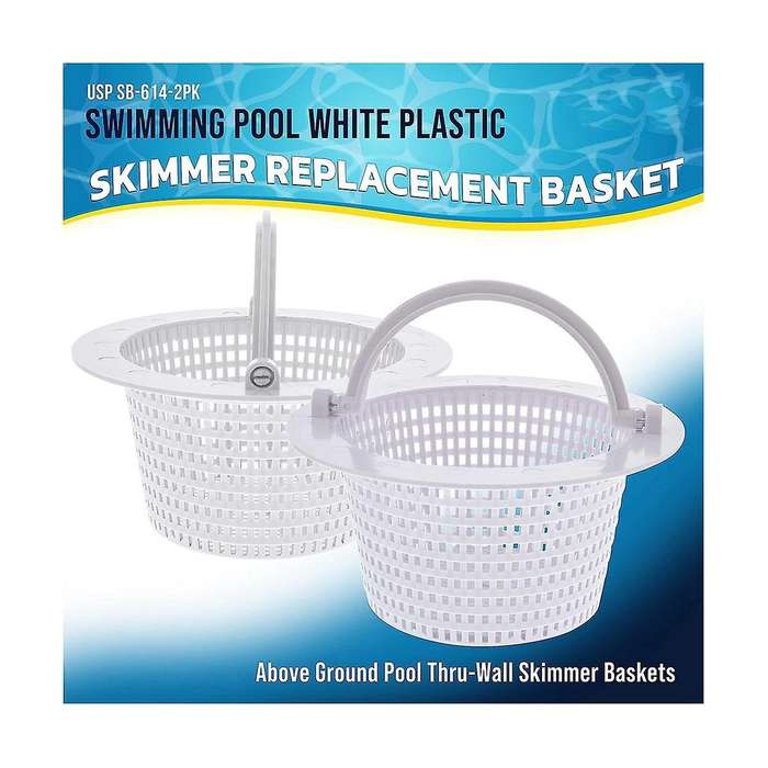 Swimming Pool Skimmer Replacement Basket with Handle, 2 Pack - Above Ground Pool Thru-wall Skimmer