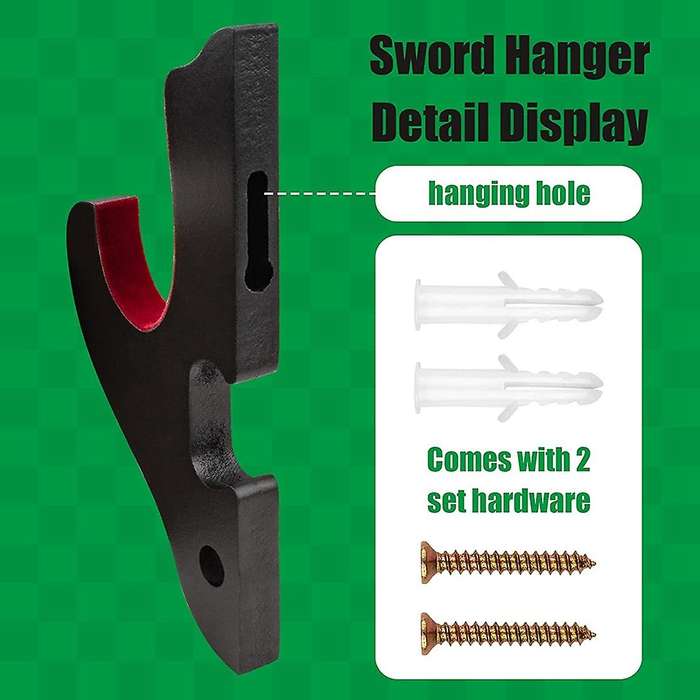 Sword Wall Mount 2/Set 1-Tier Padded Hook Katana Holder Adjustable Display Hanger Compatible Samurai