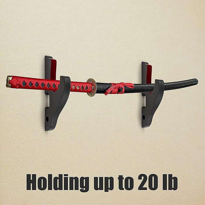 Sword Wall Mount 2/Set 1-Tier Padded Hook Katana Holder Adjustable Display Hanger Compatible Samurai