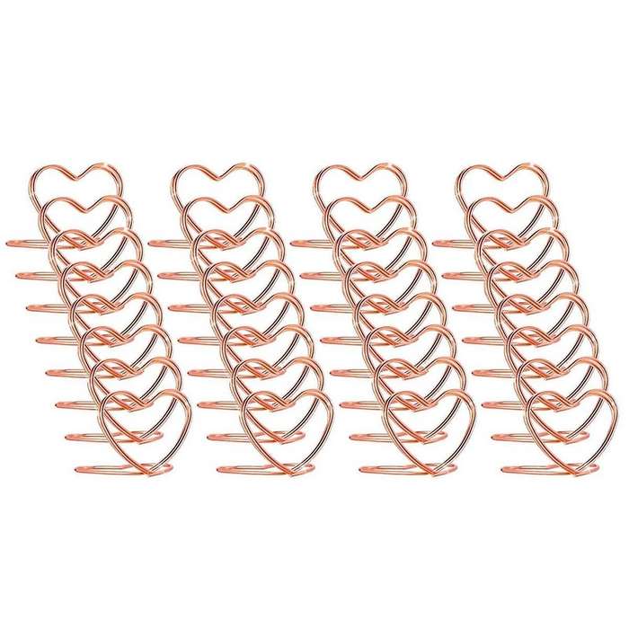 Table Number Holders 32Pcs, Place Card Holder Heart Shape Playing Cards Holders Mini Photo Holder Ta
