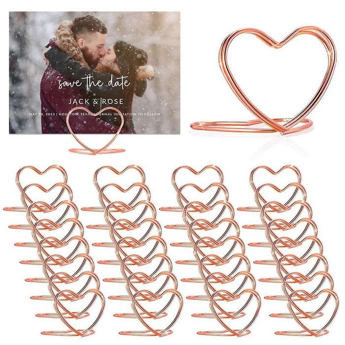 Table Number Holders 32Pcs, Place Card Holder Heart Shape Playing Cards Holders Mini Photo Holder Ta