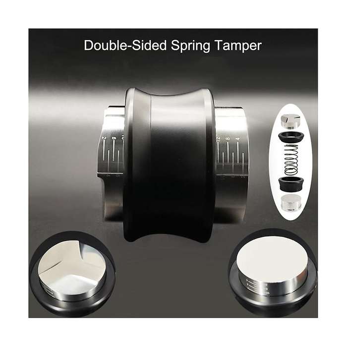 Tamper 51mm, Dual 2 In 1 Leveler Distributor Adjustable Flat Spring Tampers with Scale Coffee Tool