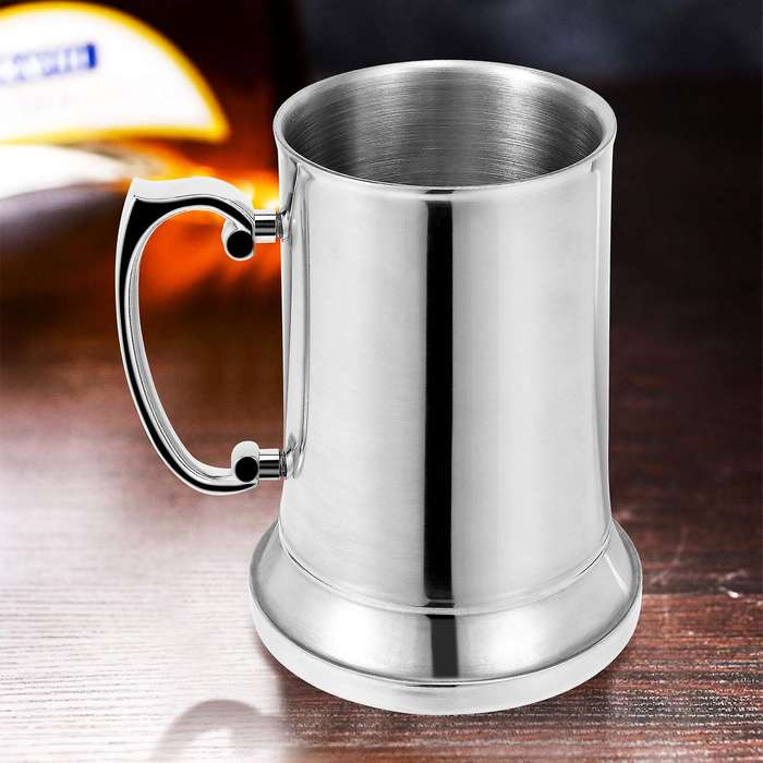 Tankard Stein Double Wall Stainless Steel Beer Mug Breakfast Milk Mugs with Handgrip Coffee Cup 560