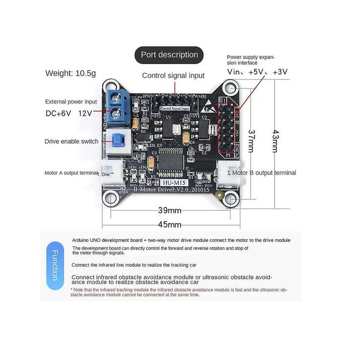 TB6612 Dual-Channel DC Motor Drive Module Motor Positive and Negative Drive Control Smart Car DIY Ac