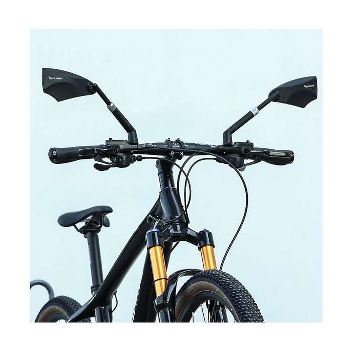 Telescopic Blue Glass Rear View Mirror Dual 360 Lens Frame Rotation Base Scale Adjust Pitch Angle
