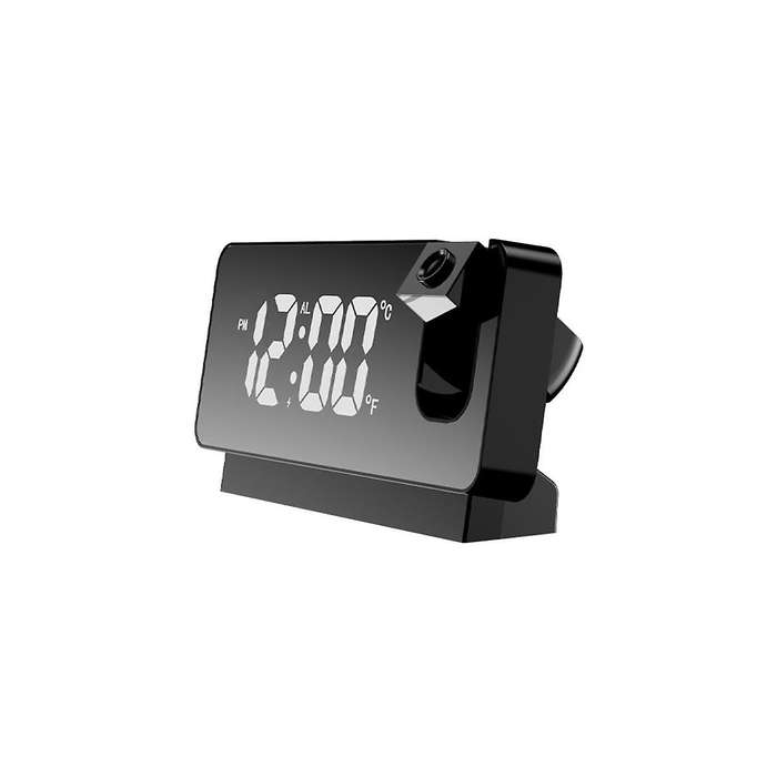 Temperature Calendar Brightness Adjustment Black White Mirror Mute Projection Alarm Clock