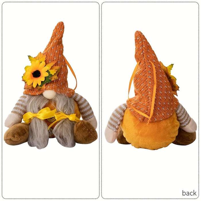 Thanksgiving Decoration Harvest Season Maple Leaf Straw Hat Rudolf Short Legs DollGoblin Dwarf Doll