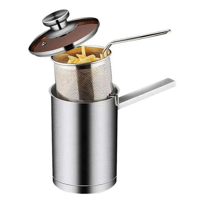 Thickeded Deep Fryer Pot Small Stainless Steel Deep Fryer Pasta Strainer Basket Chicken Fried Food S