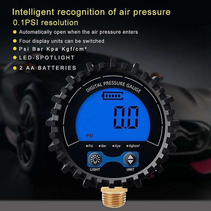 Tire Pressure Gauge Digital Tire Tester Display Air Pressure Manometer Quick Connect Coupler Thread