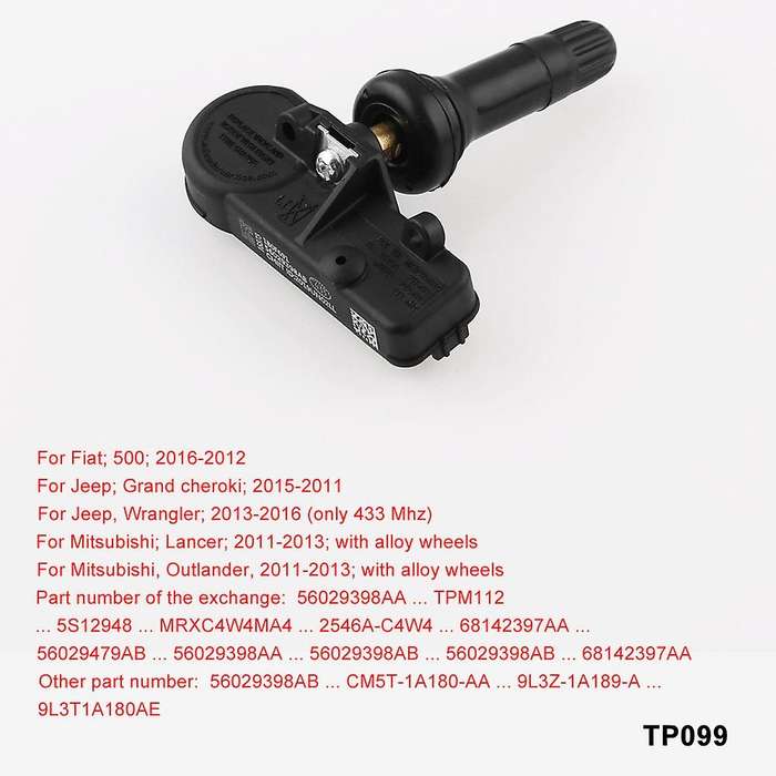 Tire Pressure Sensor TPMS Replacement for Wrangler JK Ram Charger (5-Pack) 56029398AB 68142397AA