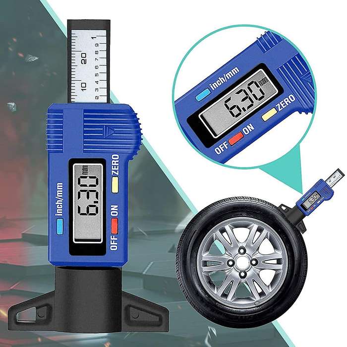 Tire Tread Depth Gauge Tire Tread Gauge Auto Tread Gauge Digital Depth Gauge LCD Display 0-25.4 mm f
